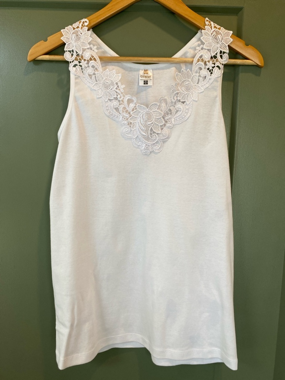 White Lace-Trim Tank Chemise